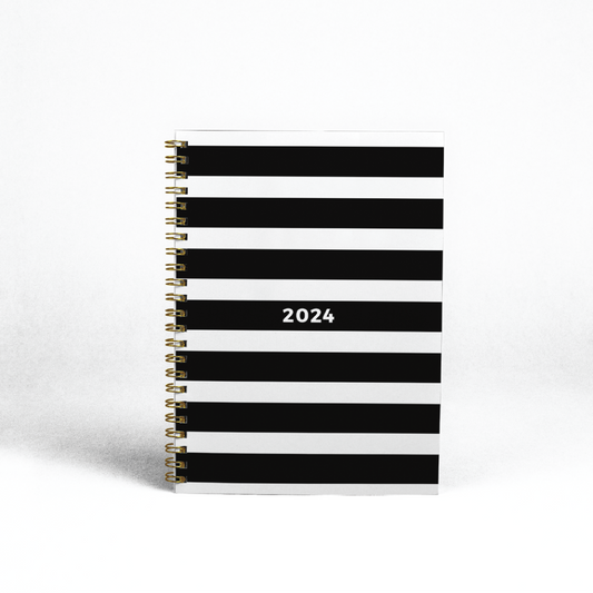 Unstoppable Black and White Striped 2024 Planner